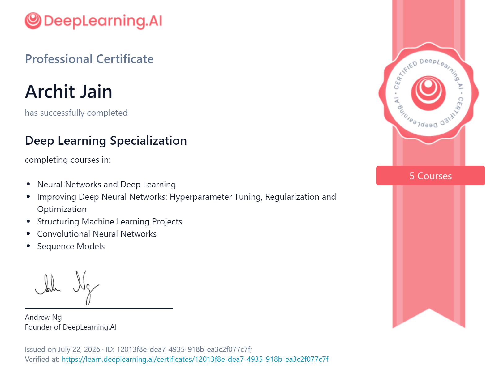 Deep Learning Specialization